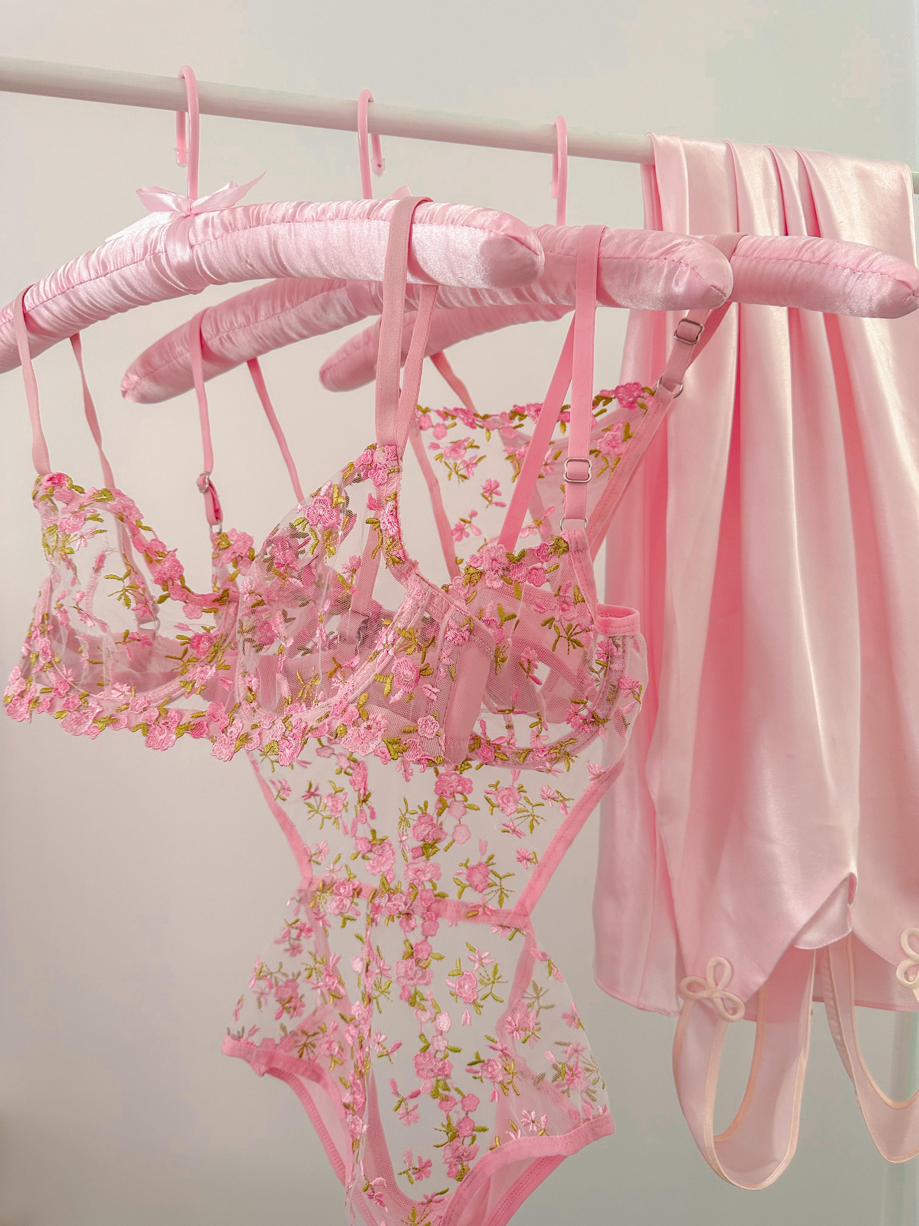 Barbie Floral Pink Underwire Bodysuit and Bra Set