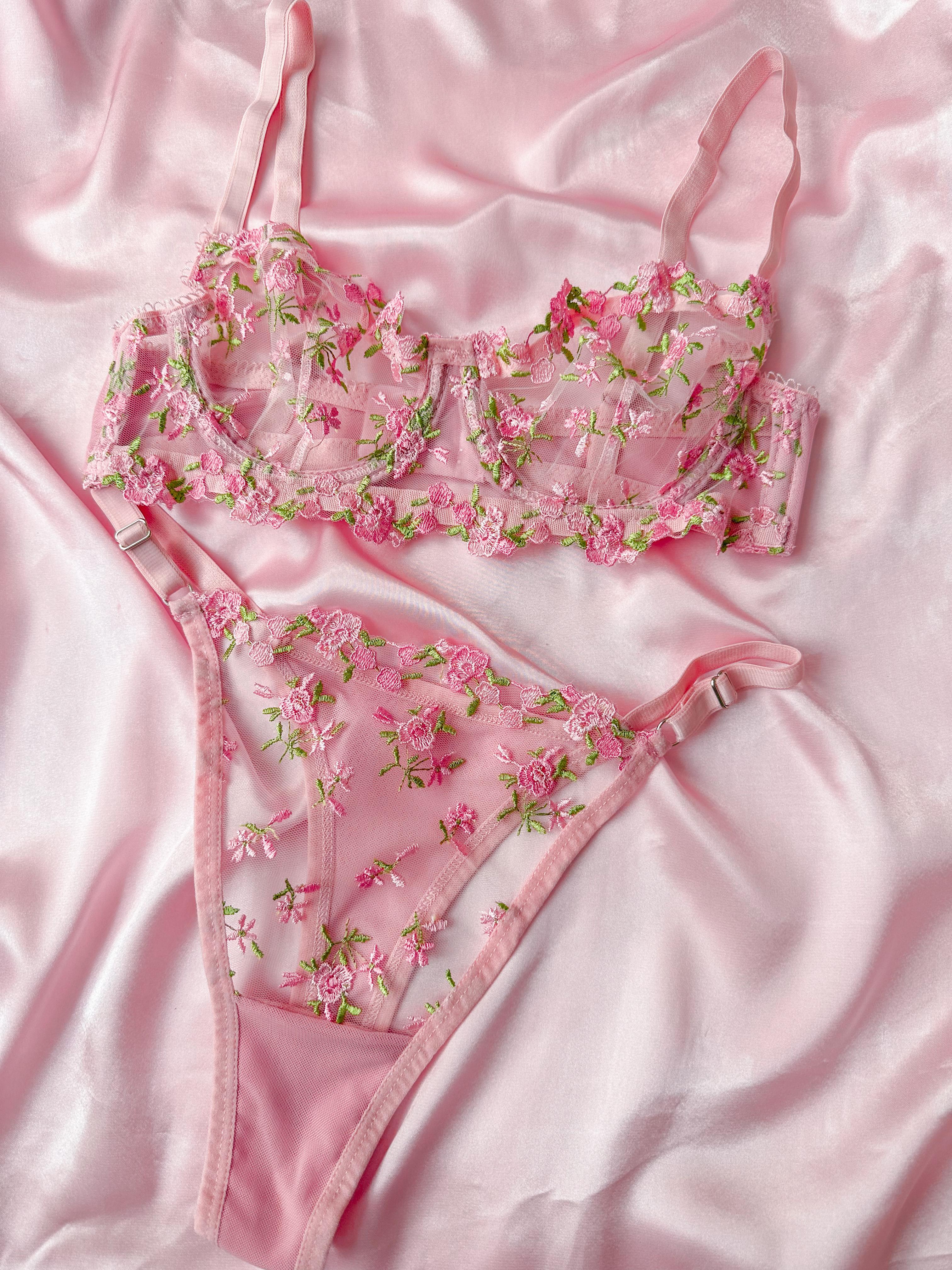 Barbie Floral Pink Underwire Bodysuit and Bra Set